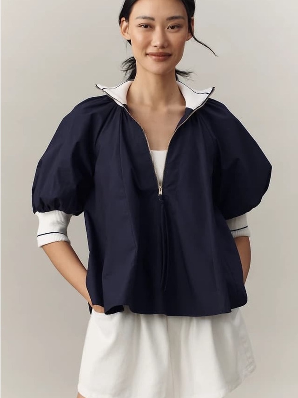 Anthropologie Maeve Sporty Henley Swing Top Size XL